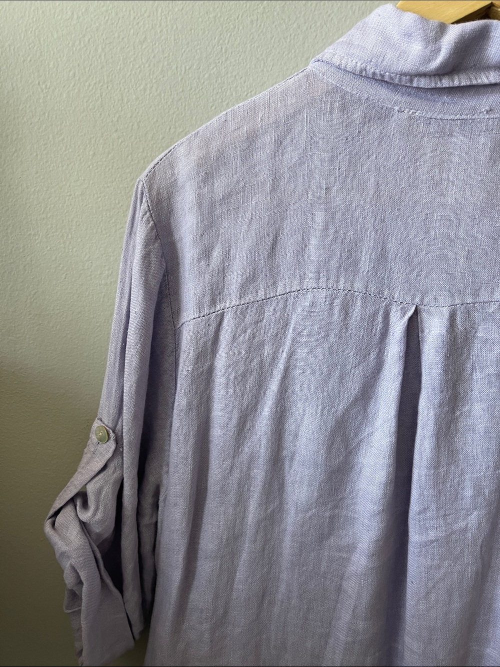 Italian 100% Linen Button-Front Maxi Dress in Lavender - Picture 6 of 9